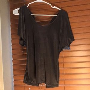 Grey cold shoulder top.